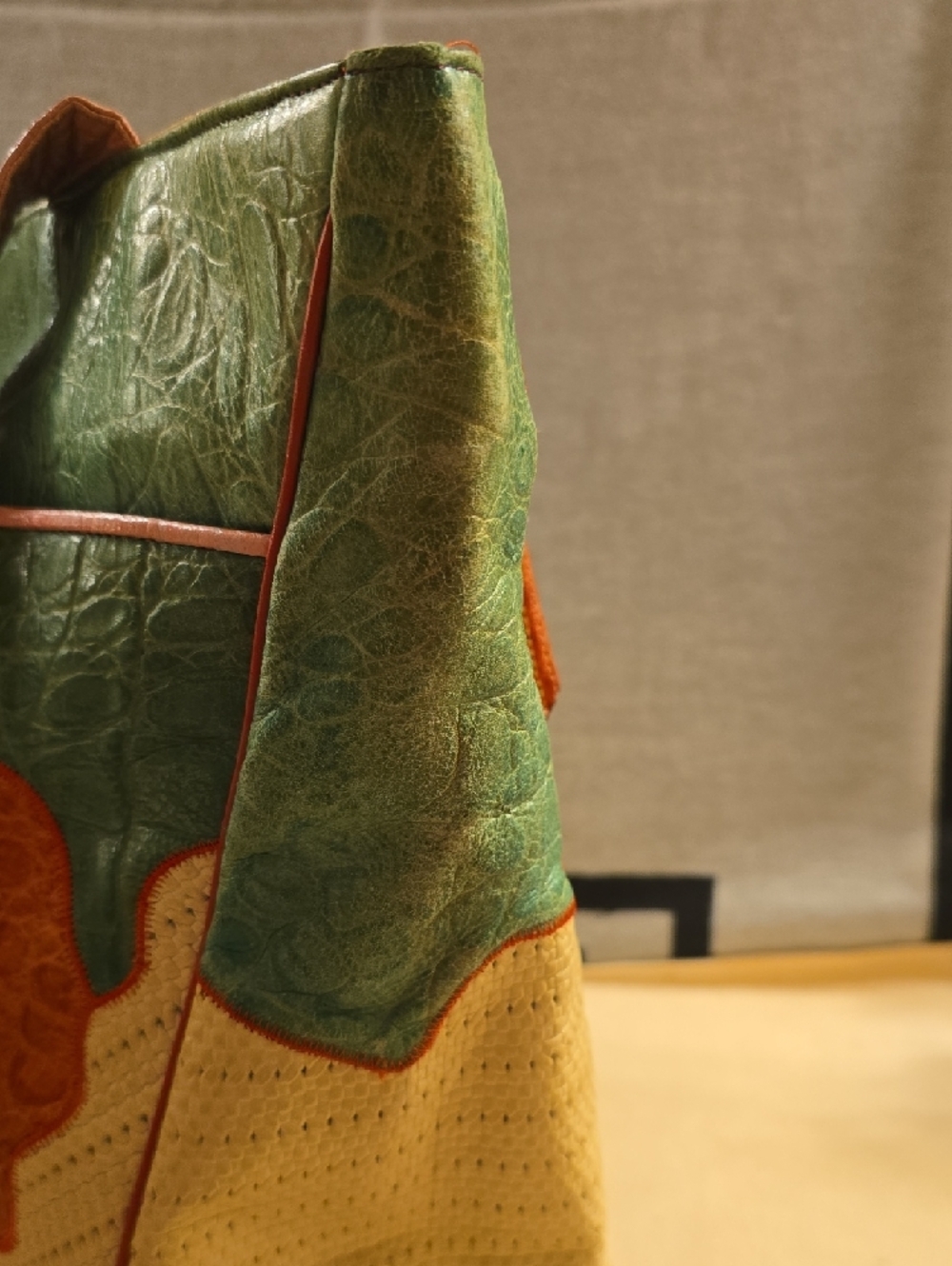 Sharif Multicolor Floral Patchwork Tote in Green, Pink, Orange & Yellow - Picture 5 of 10